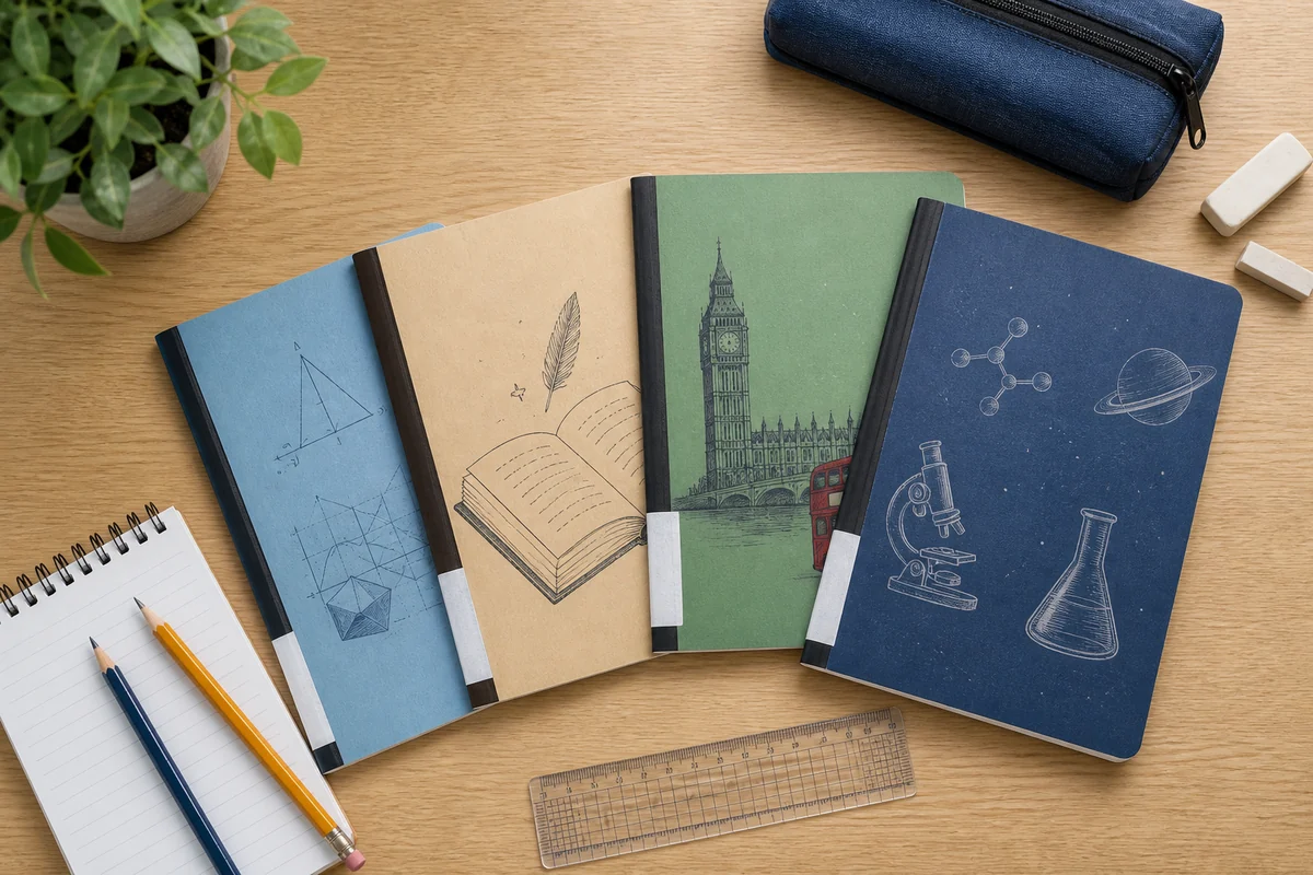 Cuadernos de asignaturas preparados para clases particulares en Lerma